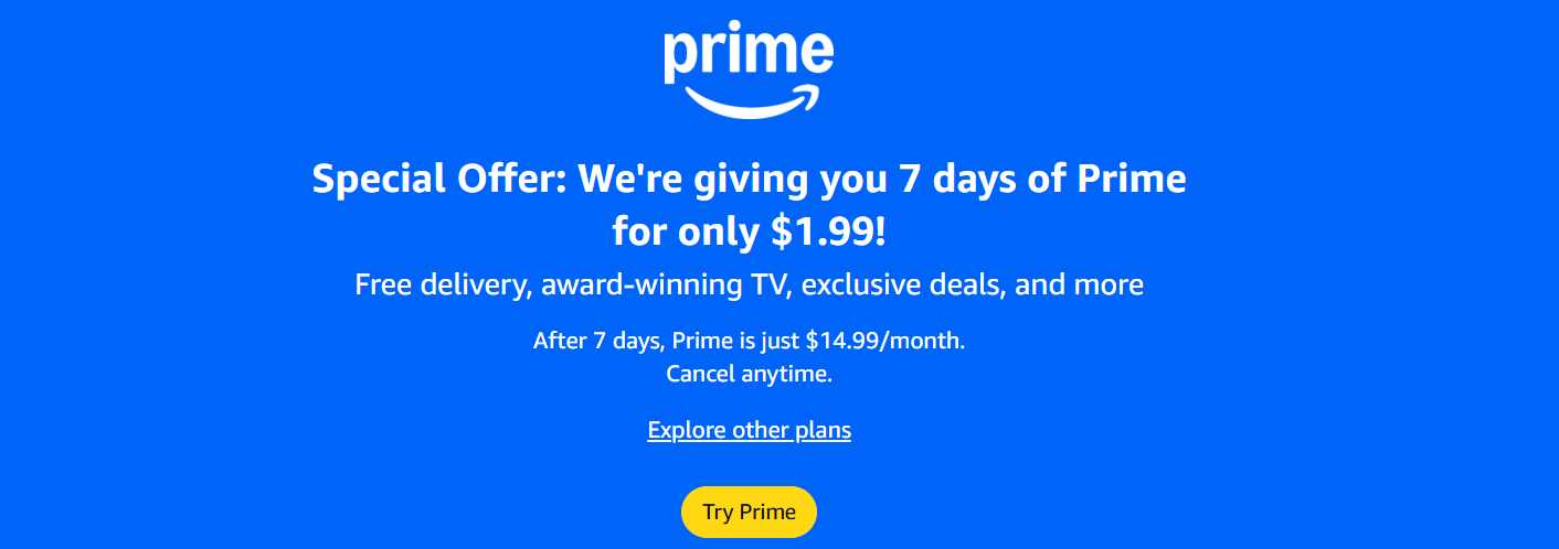 Amazon Prime Offer