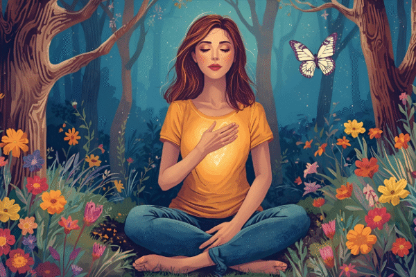 Peaceful woman in a forest.png