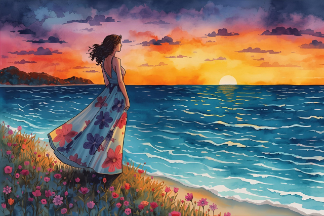 Woman by the ocean.png