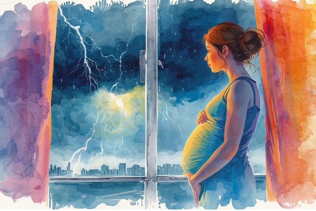 Pregnant woman in a storm.png